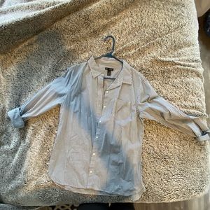 Blue and white striped boyfriend shirt by GAP